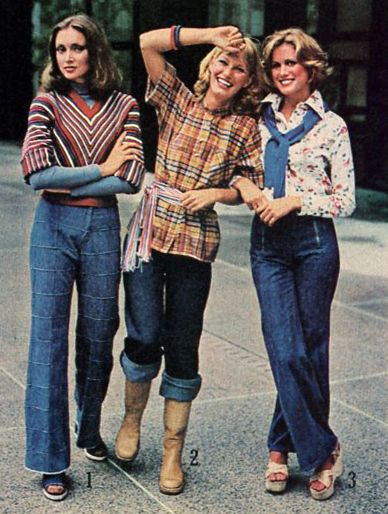 I can remember trying to look like this back then. Those double zipper Jean's were cool. 1978 Fashion Woman Style, 70 Style Outfits 70s Fashion, 70 Style Outfits, 19s Fashion, 1976 Fashion, 70s Fashion Magazine, 70s Fashion Women, Saint Agnes, Golden Record