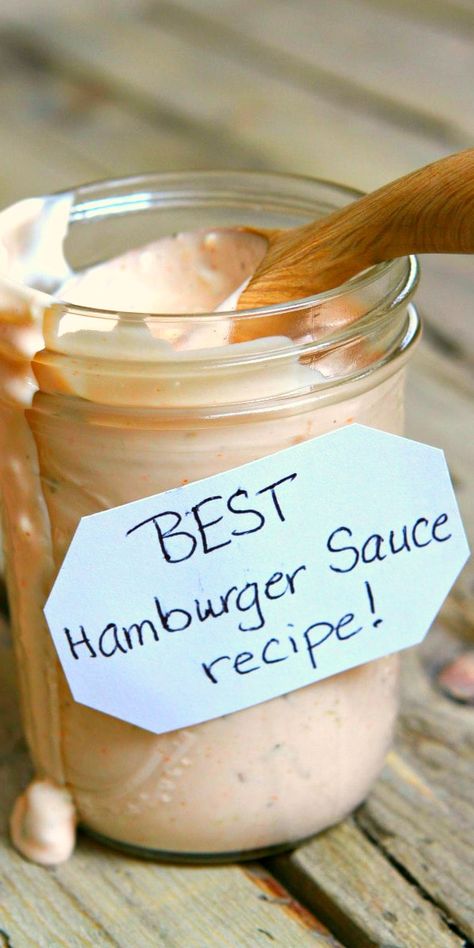 Best Hamburger Sauce Recipe, Good Burger Sauce Recipe, Best Burger Sauce, Hamburger Sauce, Resep Burger, Sauce Burger, Burger Sauces Recipe, Hamburgers Grilled, Homemade Condiments