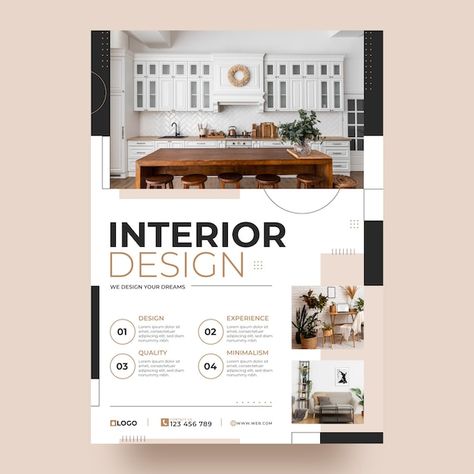 Interior Design Pamphlet, Furniture Magazine Layout, Interior Design Advertising Poster, Interior Flyer Design, Interior Design Poster, Interior Brochures, Architecture Advertising, Furniture Magazine, Interior Poster