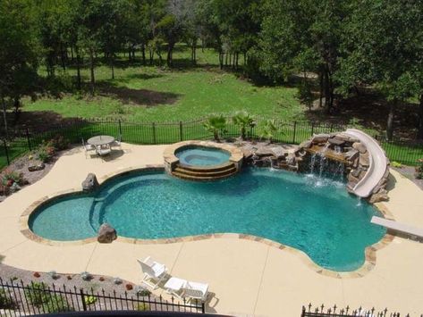 Pool With Waterfall, Swimming Pool Slides, Ideas De Piscina, Luxury Pools Backyard, Dream Backyard Pool, Pools Backyard Inground, Swimming Pool Landscaping, Pool Pool, Pool Landscape Design