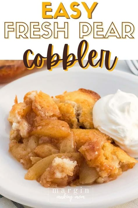 Desert With Pears, Desserts Using Fresh Pears, Pear Cobbler With Bisquick, Pears Dessert Easy, Very Ripe Pear Recipes, Easy Pear Cobbler With Fresh Pears, Fresh Pear Cobbler Recipes, Desserts With Pears Easy Recipes, Easy Pear Dessert Recipes