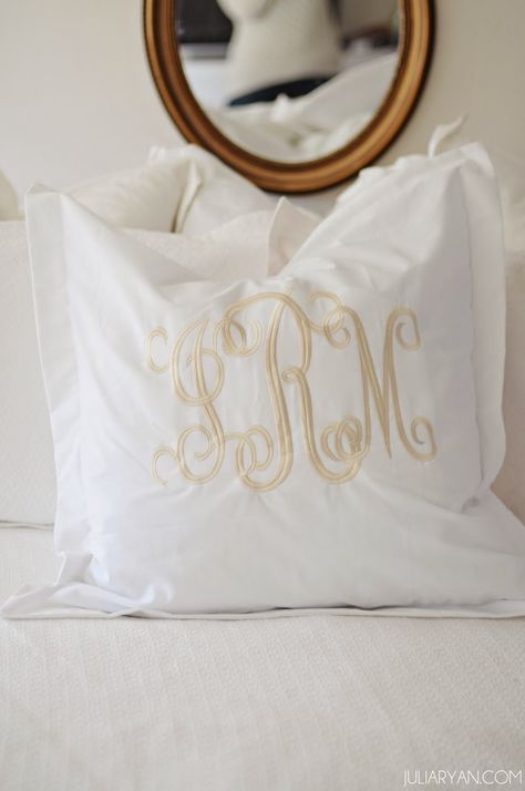 Monogrammed Euro Sham Giveaway Monogrammed Euro Sham, Monogram Pillow Shams, Monogram Pillow, Monogrammed Linens, Apartment Decorating On A Budget, Pawleys Island, Monogram Pillows, Euro Sham, Euro Shams