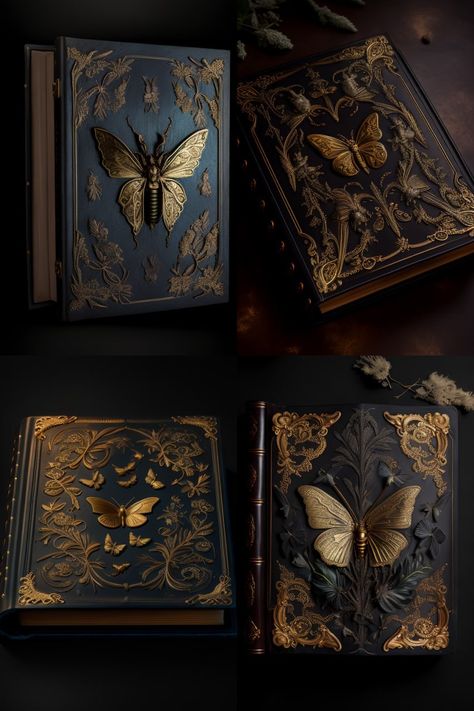 Witchy Book Cover Diy, Grimoire Cover Design, Diy Grimoire Cover, Victorian Notebook, Ornate Books, Book Binding Diy, Book Cover Diy, Grimoire Book, Handmade Book