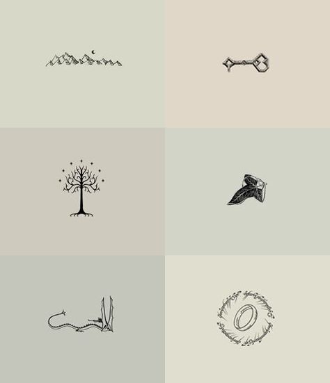 Tolkien minimalist drawings. REALLY want one or two of these on my body Hobbit Tattoo, Tolkien Tattoo, Ta Moko Tattoo, Pixel Tattoo, Lotr Tattoo, Rings Tattoo, Lord Of The Rings Tattoo, Tattoo Zeichnungen, Minimalist Drawing