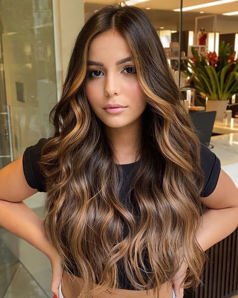 Balayage Hair Caramel, Black Hair Balayage, Brown Hair Looks, Brunette Hair With Highlights, Caramel Hair, Brunette Balayage Hair, Long Hair Color, Brown Hair Balayage, Highlights Brown Hair