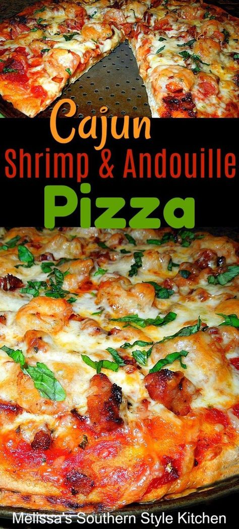 White Beans And Sausage, Sausage Spaghetti Sauce, Italian Sausage Spaghetti, Sausage Pizza Recipe, Seafood Pizza Recipes, Shrimp Pizza, Seafood Pizza, Beans And Sausage, Cajun Seafood