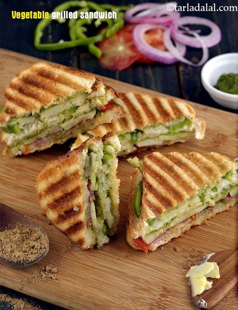 Vegetable Grilled Sandwich, Mumbai Roadside Veg Grilled Sandwich Grilled Sandwich Recipe, Paneer Sandwich, Grilled Paneer, Veg Sandwich, Grilled Sandwiches, Grill Sandwich, Pesto Sandwich, Mumbai Street Food, Grilled Sandwich