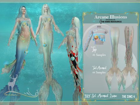 DansimsFantasy - Mermaid Lunae  Arcane Illusions is a theme... Sims 4 Cc Mermaid Tail Island Living, Sims 4 Dansimsfantasy Cc, Sims 4 Siren Cc, Sims 4 Cc Mermaid, Sims Mermaid, Sims 4 Mermaid Cc, Los Sims 4 Mods, Cc Sims4, Sims 4 Body Mods