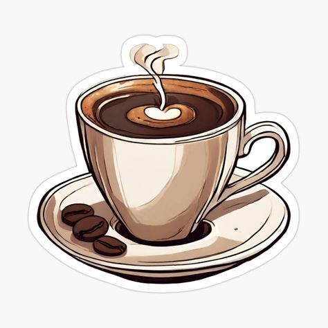 Get my art printed on awesome products. Support me at Redbubble #RBandME: https://www.redbubble.com/i/sticker/Drink-Coffee-and-Get-Up-Sleepyhead-by-DCreativeP/153576642.EJUG5?asc=u Stickers Journaling, Book Clip Art, Coffee Tattoos, Single Stickers, Embroidery Brooch, Colorful Stickers, Drink Stickers, Happy Coffee, Cute Laptop Stickers