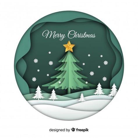 Merry christmas background in paper art style Free Vector | Free Vector #Freepik #vector #freebackground #freechristmas #freechristmas-tree #freechristmas-card Happy Christmas Wishes, Realistic Christmas Trees, 달력 디자인, Paper Cutout Art, Merry Christmas Background, 3d Paper Art, Christmas Graphics, Christmas Tree Cards, 3d Christmas