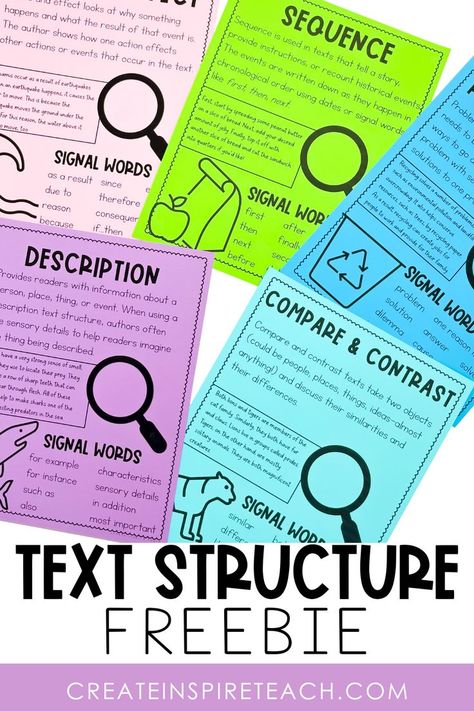 Writing Genres Anchor Charts, 3rd Grade Text Structure, 3rd Grade Annotating Text, Text Structures 3rd Grade, Text Structure Activities 3rd Grade, Informative Paragraph Anchor Chart, Text Structure Anchor Chart 4th, Sequence Text Structure, Nonfiction Text Structures