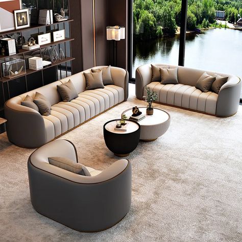 PopperLip 4 - Piece Faux Leather Reception Set | Wayfair Luxury Sofa Living Room, Luxury Sofa Design, Reception Sofa, Sofa L, Kindergarten Design, Luxury Furniture Living Room, Premium Sofa, Sofa Set Designs, Leather Living Room Set