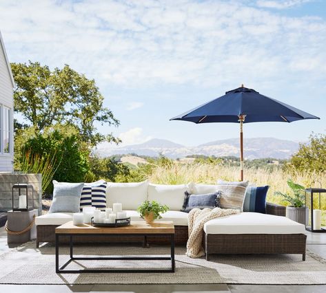 Lightweight Concrete, Wicker Sectional, Store Furniture, Outdoor Coffee Table, Patio Inspiration, Double Chaise Sectional, Square Side Table, Double Chaise, Outdoor Side Table