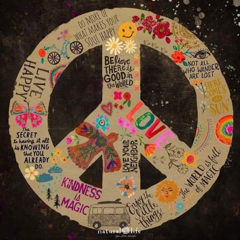 Paz Hippie, Peace Sign Art Hippie, Natural Life Quotes, Hippie Birthday Party, 60s Theme, Peace Poster, Hippie Birthday, Peace Sign Art, Hippie Party