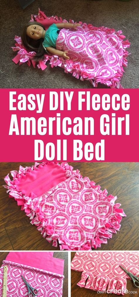 Fleece Doll Sleeping Bag, Sleeping Bag For Dolls, Sleeping Bag For Dolls Free Pattern, Diy My Life Doll Accessories, Diy Doll Bedding, No Sew Doll Clothes Easy, Doll Accessories To Sew, American Doll Furniture Diy, Baby Doll Blankets To Sew Diy