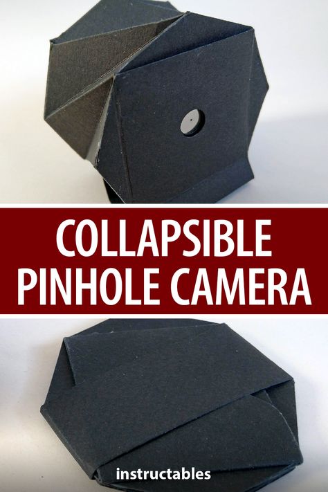 How To Make A Pinhole Camera, 3d Printed Camera, Pinhole Camera Design, Camera Obscura Diy, Collapsible Origami, Diy Camera Craft, Pinhole Camera Diy, Pinhole Camera Photos, Diy Pinhole Camera