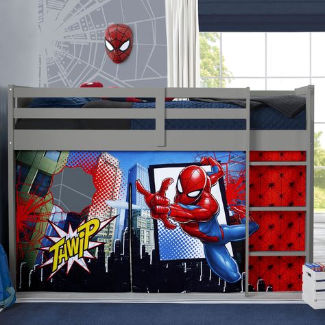 Free 2-day shipping. Buy Spider-Man Loft Bed Tent by Delta Children - Curtain Set for Low Twin Loft Bed (Bed Sold Separately) at Walmart.com Loft Bed Tent, Princess Loft Bed, Bunk Bed Accessories, Spiderman Theme, Low Loft Beds, Twin Loft Bed, Low Loft, Bed Tent, Kids Curtains