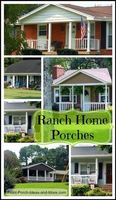 We have lots of pictures of ranch hones with porches at From Front-Porch-Ideas-And-More.com #ranchhome Extending A Front Porch, Add Front Porch To House Ranch Style, Red House Exterior, Front Porch Remodel, Detailed House, Front Porch Addition, Front Porch Railings, Porch House, Ranch House Designs