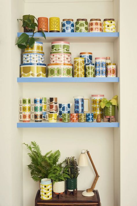 Orla Keily, Retro Kitchenware, Small Tins, Rose Stem, Orla Kiely, Ceramic Base, Cake Tins, Bubblegum Pink, Storage Jars