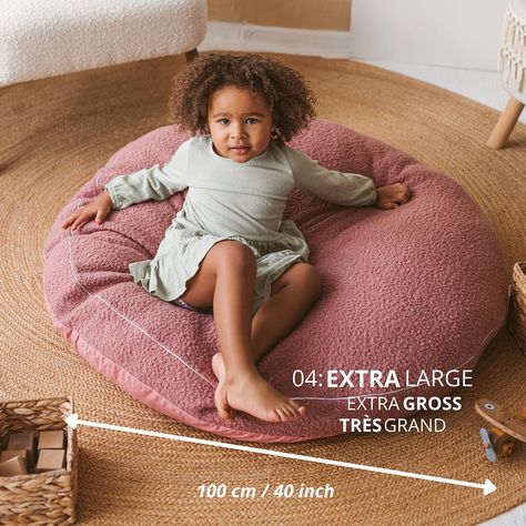 MINICAMP Large Floor Cushions for Kids - Ultra-Fluffy & Washable Children Bean Bag Chair with Filling and Boucle Sherpa Cover - 40” Wide - Cute Lounger and Reading Pillow for Toddlers & Teens (Pink) : Amazon.co.uk: Home & Kitchen Kids Floor Pillow, Floor Chairs, Kids Floor Cushions, Floor Pillows Kids, Large Floor Cushions, Kids Flooring, Bag Chairs, Comfortable Space, Bean Bag Chair Kids