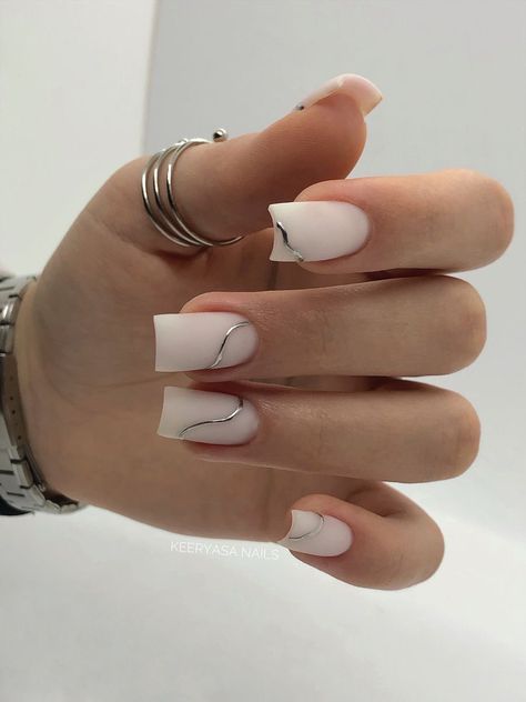 Milky Nails, Chrome Nails Designs, Wow Nails, Lines On Nails, Work Nails, Casual Nails, Blush Nails, Black Nail, Neutral Nails