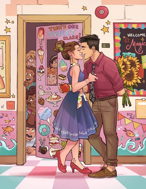 Christina Lauren on Twitter: "This summer was our TEN YEAR anniversary as coauthors! To celebrate, I had @eklixio (Liz Parkes) draw some Josh & Hazel illustrations for Christina. Liz designed these, and they turned out SO GORGEOUS AHHH!! We are giving away 3 copies of both in 8x10–go enter on IG!!… https://t.co/8sCWhBKePO" Christina Lauren Books, Adorable Drawings, Loved Drawing, The Hating Game, Ten Year Anniversary, Bookish Stuff, Christina Lauren, Storyboard Artist, Romantic Books