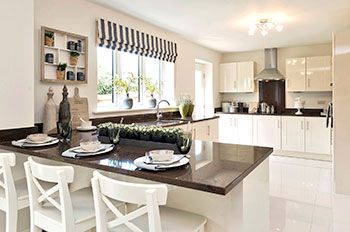 Linden Homes Midlands will be creating even more of buzz in Bedfordshire with two new developments. Pictured is a typical interior. Linden Homes, A Typical, Breakfast Bar, House Plans, Kitchens, Home Kitchens, New Homes, Furniture, Home Decor