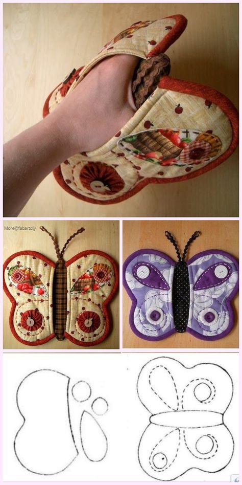 Quilted Butterfly Potholder Sew Free Pattern&Paid Sew Free Pattern, Quilted Butterfly, Tips Menjahit, Projek Menjahit, Costura Diy, Beginner Sewing Projects Easy, Kraf Diy, Creation Couture, Diy Couture