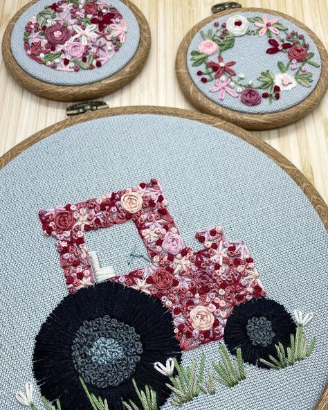 Country Embroidery Designs, Farming Outfits, Western Embroidery Designs, Tractor Embroidery, Back Stitch Embroidery, Country Embroidery, Embroidery Aesthetic, Nursery Embroidery, Cow Embroidery