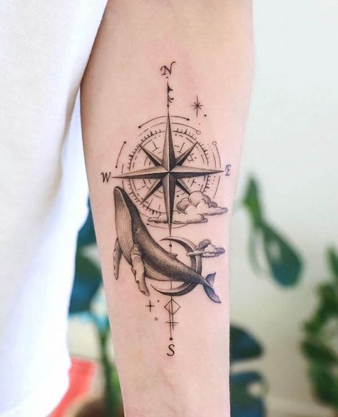 52 Beautiful Compass Tattoos with Meaning Whales Tattoo Ideas, Fineline Tattoo Ideas With Meaning, Compas Tattoo, Mandala Compass Tattoo, Traditional Compass Tattoo, Watercolor Compass Tattoo, Geometric Compass Tattoo, Viking Compass Tattoo, Nautical Compass Tattoo