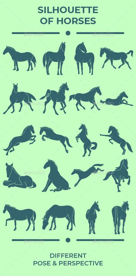 20 Silhouette Of Horse With Different Pose And Perspective