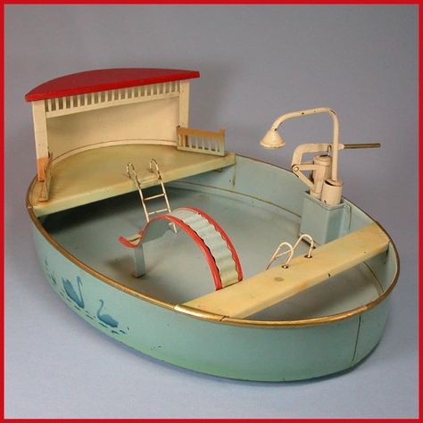 1930 toy pool Covered Pavilion, Metal Toys, Hand Pump, Vintage Tins, Tin Toys, Vintage Games, Retro Toys, Antique Toys, Classic Toys