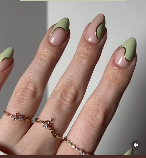 Short Almond Acrylic Nails French Tip Sage Green, Sage Green Almond French Tips, Sage Acrylic Nails Almond, Almond Nails Sage Green Tips, Almond Sage Nails, Almond Shape Nails, Almond Nails Designs, Almond Nails, Nail Designs