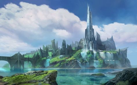 Fantasy Concept, Dragon City, Lucy Heartfilia, Landscape Concept, Fantasy City, Fantasy Castle, Fantasy Setting, Fantasy Places, Fantasy Art Landscapes