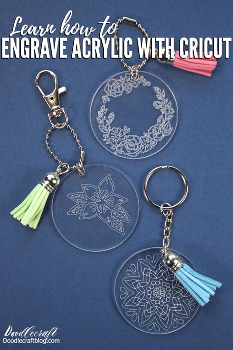 How to Engrave Acrylic Keychains with Cricut Maker Cricut Mat, Projets Cricut, Space Jewelry, Engraving Tools, Cricut Projects Beginner, Acrylic Keychains, Engraved Keychain, Diy Cricut, Keychain Design