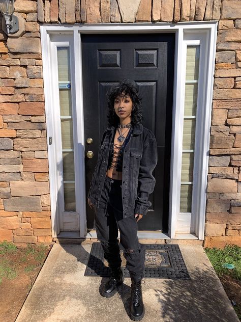 Aesthetic Black Women Outfits, Cute Casual Outfits Black, Gym Aesthetic Black Women, Grunge Outfits Black, Casual Outfits Black, Black Women Outfits, Afro Punk Outfits, Afro Goth, Feminine Masculine