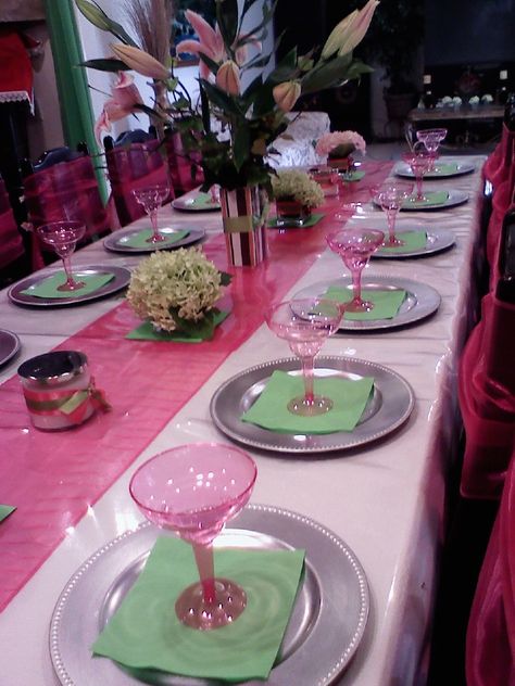 Pink and Green Party Green Pink And Gold Birthday Party Decor, Pink And Green Decorations, Pink And Green Table Decor, Green Pink Birthday Decoration, Pink And Green Tablescapes, Pink And Green Bachelorette Party, Pink And Green Graduation Party, Pink And Green Decorations Party, Pink And Green Birthday Party