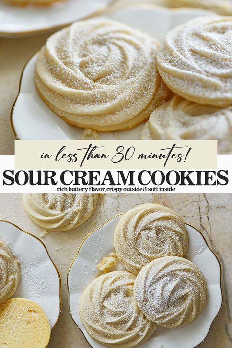 Sour Cream Cookies Recipe Christmas Sourcream Cookies, Sour Cream Snacks, Sour Cream Lemon Curd Cookies, Sour Cream Baking Recipes, What To Do With Sour Cream, Baking With Sour Cream, Sour Cream Cookies Recipe, Recipes Using Sour Cream, Christmas Fare