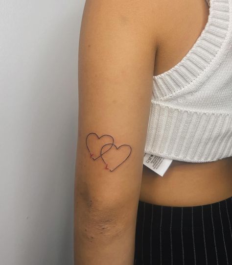 Two hearts, one unbreakable connection. Forever intertwined❤️ Book your custom tattoos with me today using the link in the bio✨ #ConnectedHearts #EndlessLove #ForeverTogether #mntattooers #mntattooartist #mnfinelinetattoo #mntattoos #tinytattoo #mntinytattoo Linked Hearts Tattoo, Intertwined Tattoo, Custom Tattoos, Connected Hearts, Endless Love, Custom Tattoo, Two Hearts, Heart Tattoo, Tiny Tattoos