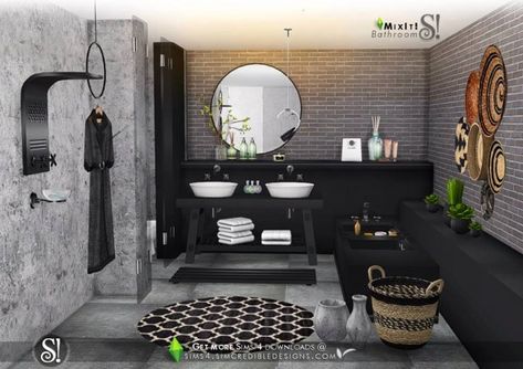 SIMcredible Designs: Mix it bathroom • Sims 4 Downloads Sims 4 Blog, Mod Furniture, Sims 4 Cc Shoes, Casas The Sims 4, Sims House Design, The Sims 4 Download, Sims 4 Update, Sims 4 Cc Furniture, Sims 4 Build