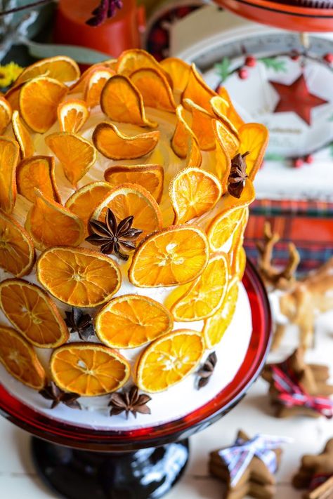 Kara's Party Ideas Rustic Australian Christmas Dessert Table | Kara's Party Ideas Cake With Dried Fruit, Australian Christmas Desserts, Orange Slice Cake, Dehydrated Fruits, Cake Orange, Christmas Dessert Table, Citrus Slices, Slice Cake, Orange Cake Recipe