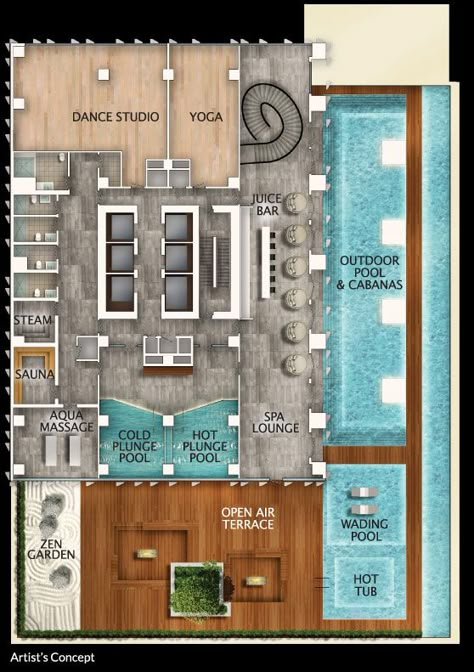 Gym And Spa Floor Plan, Hotel Spa Plan, Spa Design Plan, Spa Plan Architecture Spas, Indoor Pool Architecture, Spa Layout Design Floor Plans, Wellness Center Plan, Spa Blueprint, Pool Floor Plan