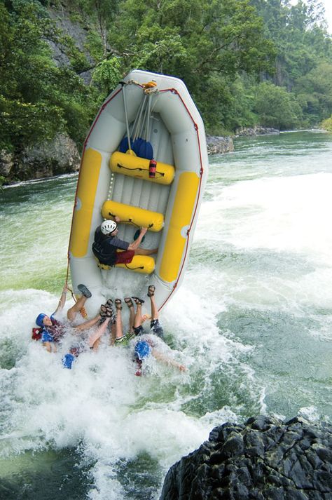 Raging Thunder - White Water Rafting on the Tully River, Australia Perfectly Timed Photos, Inference Pictures, Inflatable Raft, Wow Photo, Funny People Pictures, Writing Pictures, Picture Writing Prompts, Picture Prompts, Funny Pictures With Captions