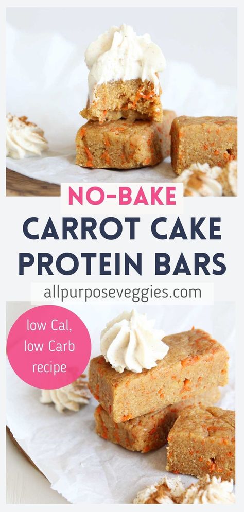 Clean Protein Bars, Protein Bars Recipe, Carrot Cake Protein, Fitness Snacks, Presentation Food, Carrot Cake Bars, Protein Baking, Vegan Protein Bars, Protein Bars Homemade