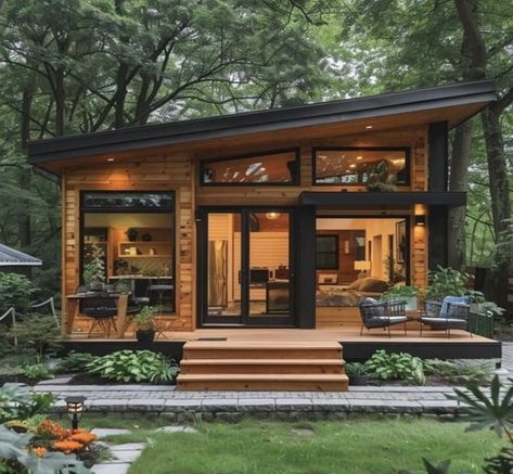 Tiny House Exterior, Best Tiny House, Tiny House Inspiration, Tiny House Floor Plans, Tiny Home Ideas, Modern Tiny House, Tiny Cabin, House Cabin, Small Cabin