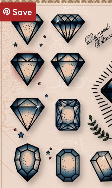 Tiny Gem Tattoo, Jewel Tattoo Stencil, Trinket Tattoo Ideas, Traditional Gem Tattoo, American Old School Tattoo Black, Diamond Chest Tattoo, Gem Stone Tattoo, Gem Tattoo Design, Diamond Tattoo Men