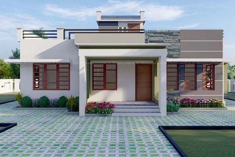 Home Outlook Design, Single Story Home Design, House Outlook Design, Single Story Elevation Design, Single Story House Design, Small House Design Kerala, Single Story House, Kerala Traditional House, House Structure