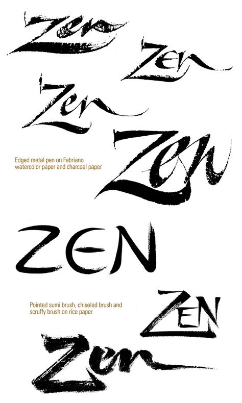 Zen Brushwork in Contemporary Lettering Design on Behance Zen Logo, Zen Tattoo, Writing Tattoo, Zen Symbol, Cool Font, Zen Painting, Writing Tattoos, Zen Design, Logo Design Inspiration Branding