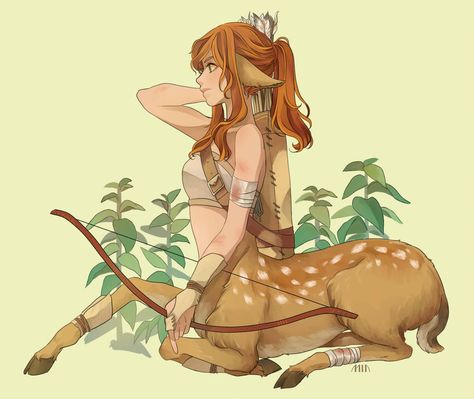 Deer Warrior, Anime Centaur, Female Centaur, Deer Girl, Hybrid Art, Chinese Art Girl, Dungeons And Dragons Characters, Mythical Creatures Art, A Deer