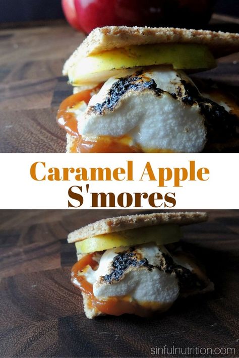 Caramel Apple S'mores Recipe -- Two of my favorite fall desserts in one! Perfect treat to have around a campfire. Apple With Caramel, Smores Recipe, Caramel Apple Desserts, Smore Recipes, Apple Recipes Easy, Easy Holiday Recipes, Cabin Christmas, Caramel Topping, Eat Seasonal